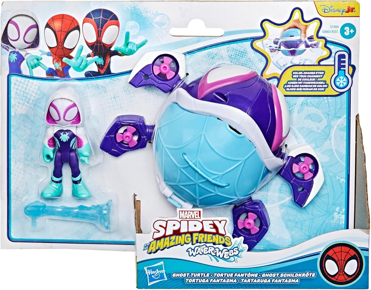 Marvel Spidey and his Amazing Friends Water-Webs Ghost Turtle, 3-Inch (7.6 CM) Toy Submarine & Action Figure, Super Hero Water Toys, Kids Ages 3+