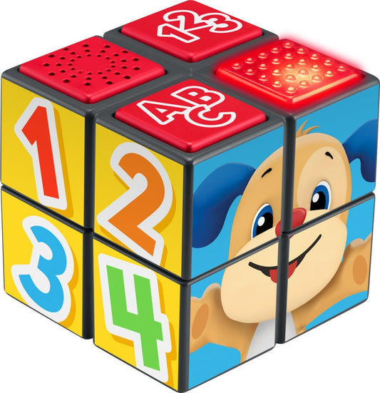 Fisher-Price Baby Learning Toy Laugh & Learn Puppy’s Activity Cube with Lights Music & Fine Motor Activities for Ages 9+ Months