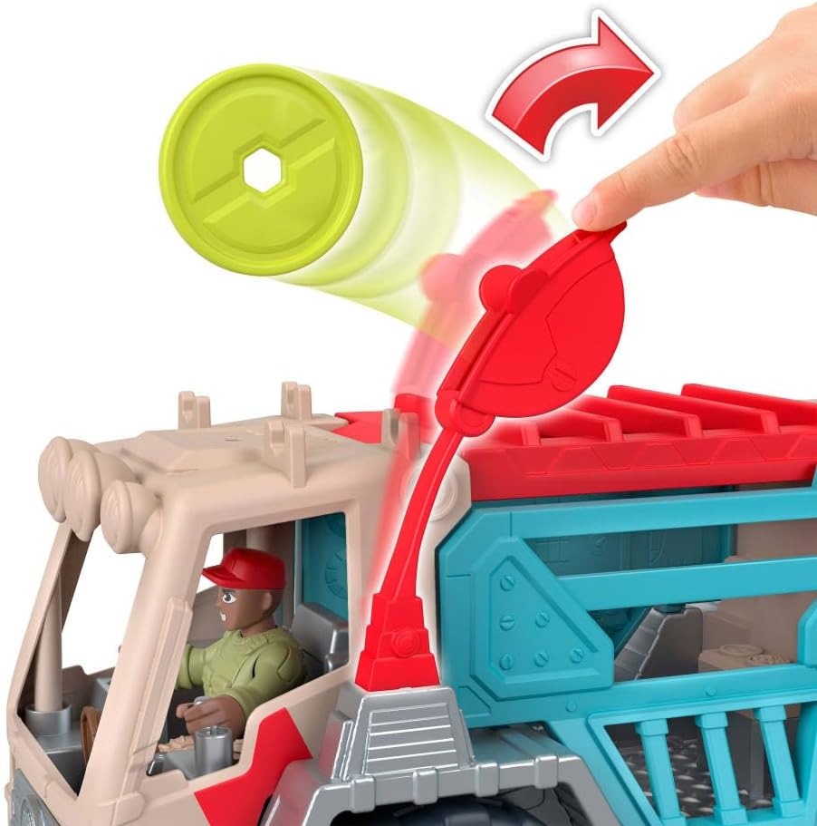 Fisher-Price Mattel Imaginext Jurassic World Trek ‘N Transform Toy Vehicle Play Set with Dinosaur, 3-inch Action Figure & Projectile Launcher with Projectiles