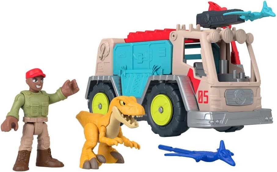Fisher-Price Mattel Imaginext Jurassic World Trek ‘N Transform Toy Vehicle Play Set with Dinosaur, 3-inch Action Figure & Projectile Launcher with Projectiles
