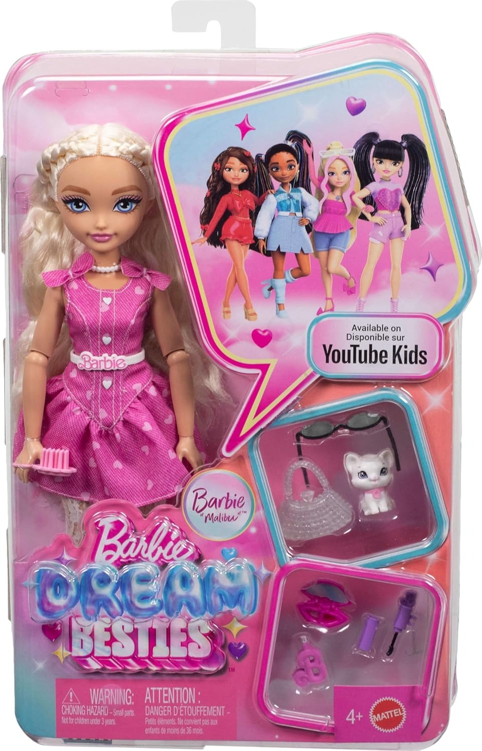 Barbie Dream Besties Barbie “Malibu” Fashion Doll & Accessories, Posable with Blonde Hair & Makeup-Themed Toy Pieces