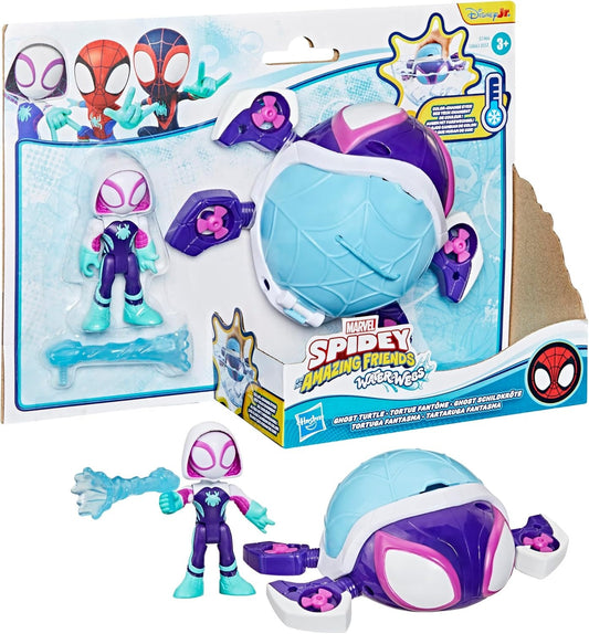Marvel Spidey and his Amazing Friends Water-Webs Ghost Turtle, 3-Inch (7.6 CM) Toy Submarine & Action Figure, Super Hero Water Toys, Kids Ages 3+
