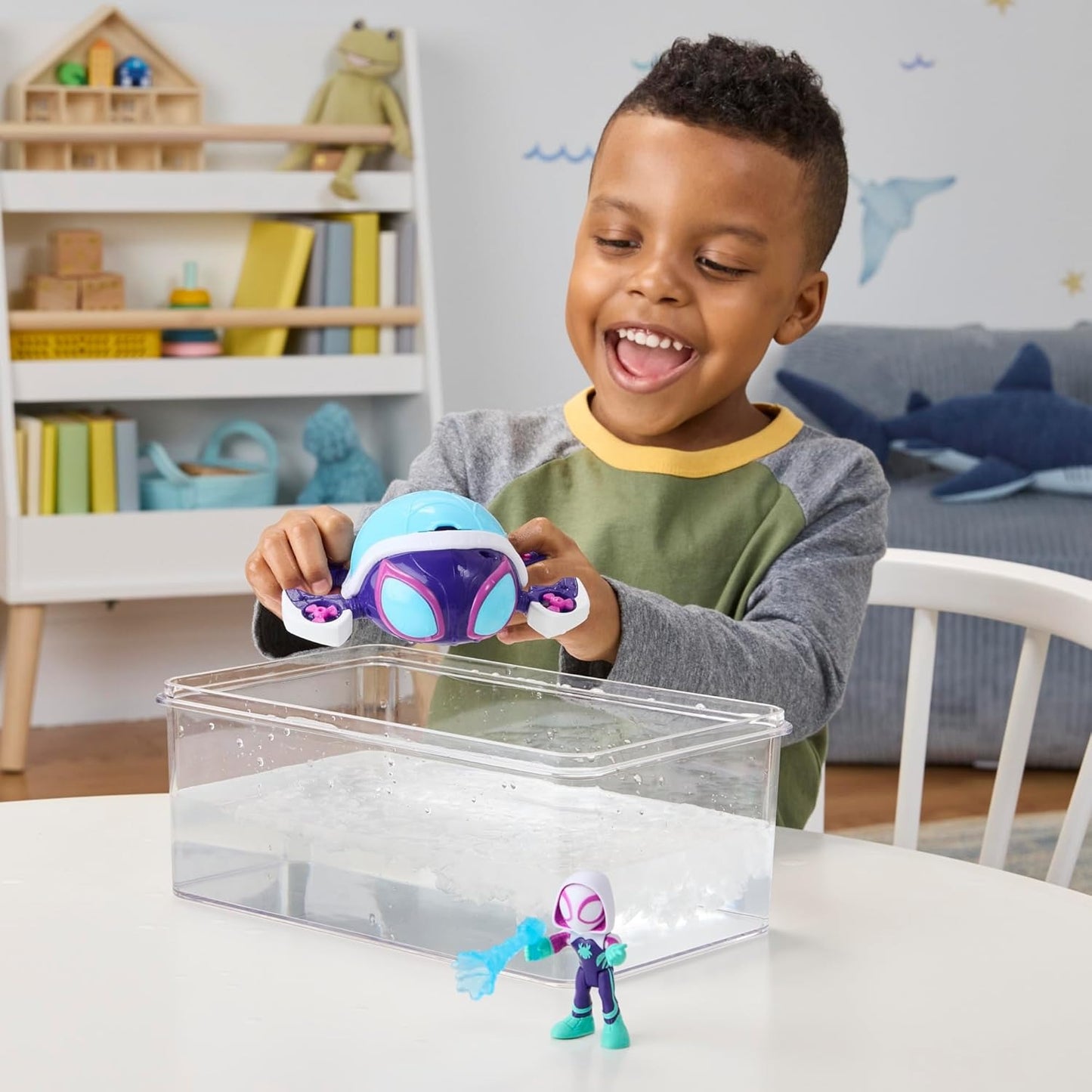 Marvel Spidey and his Amazing Friends Water-Webs Ghost Turtle, 3-Inch (7.6 CM) Toy Submarine & Action Figure, Super Hero Water Toys, Kids Ages 3+