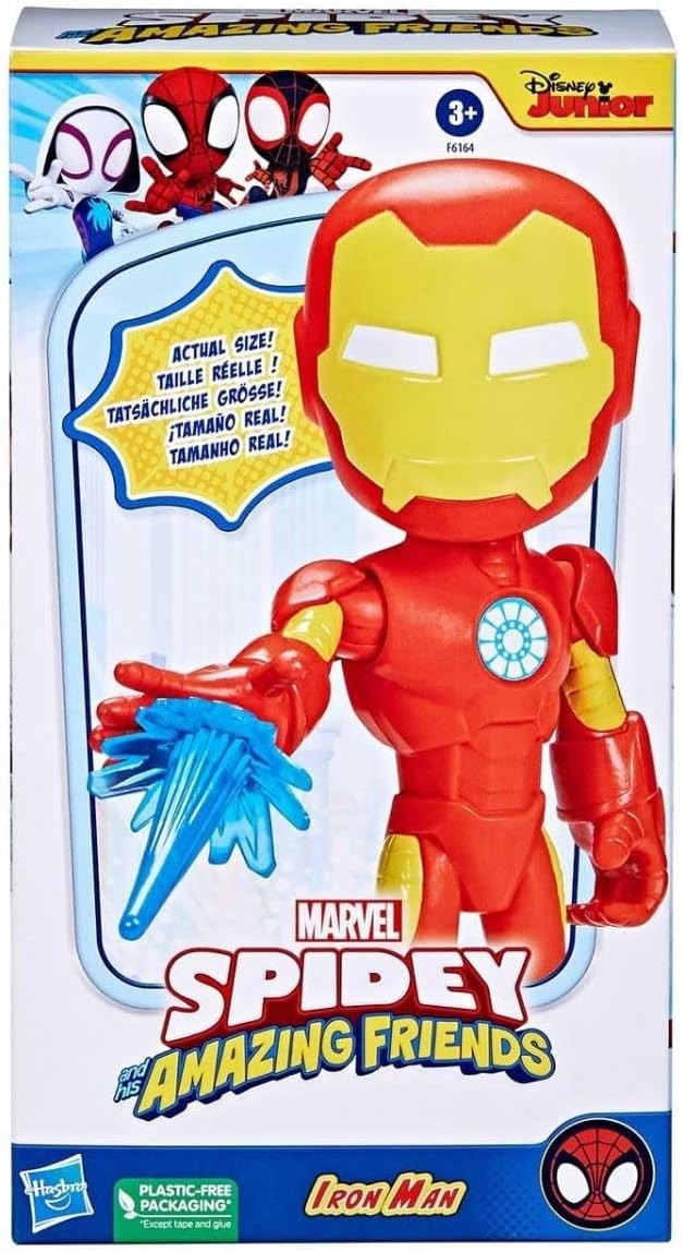Spidey and his Amazing Friends Supersized Iron Man Action Figure, 9-Inch Avengers Action Figures, Marvel Super Hero Preschool Toys for 3+ Years
