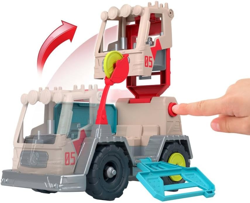 Fisher-Price Mattel Imaginext Jurassic World Trek ‘N Transform Toy Vehicle Play Set with Dinosaur, 3-inch Action Figure & Projectile Launcher with Projectiles