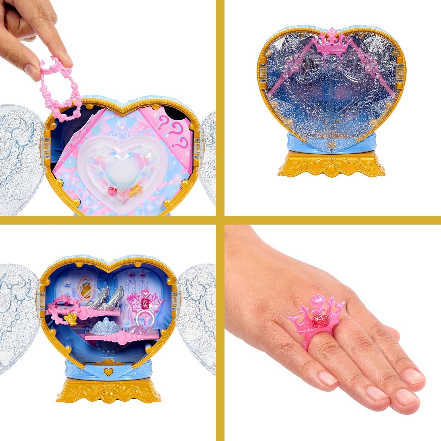Mattel Disney Princess Cinderella Fashion Doll & Accessories with 8 Surprises, Including Heart Gem Box, Ring for Child & 9 Pieces, Inspired by Movie