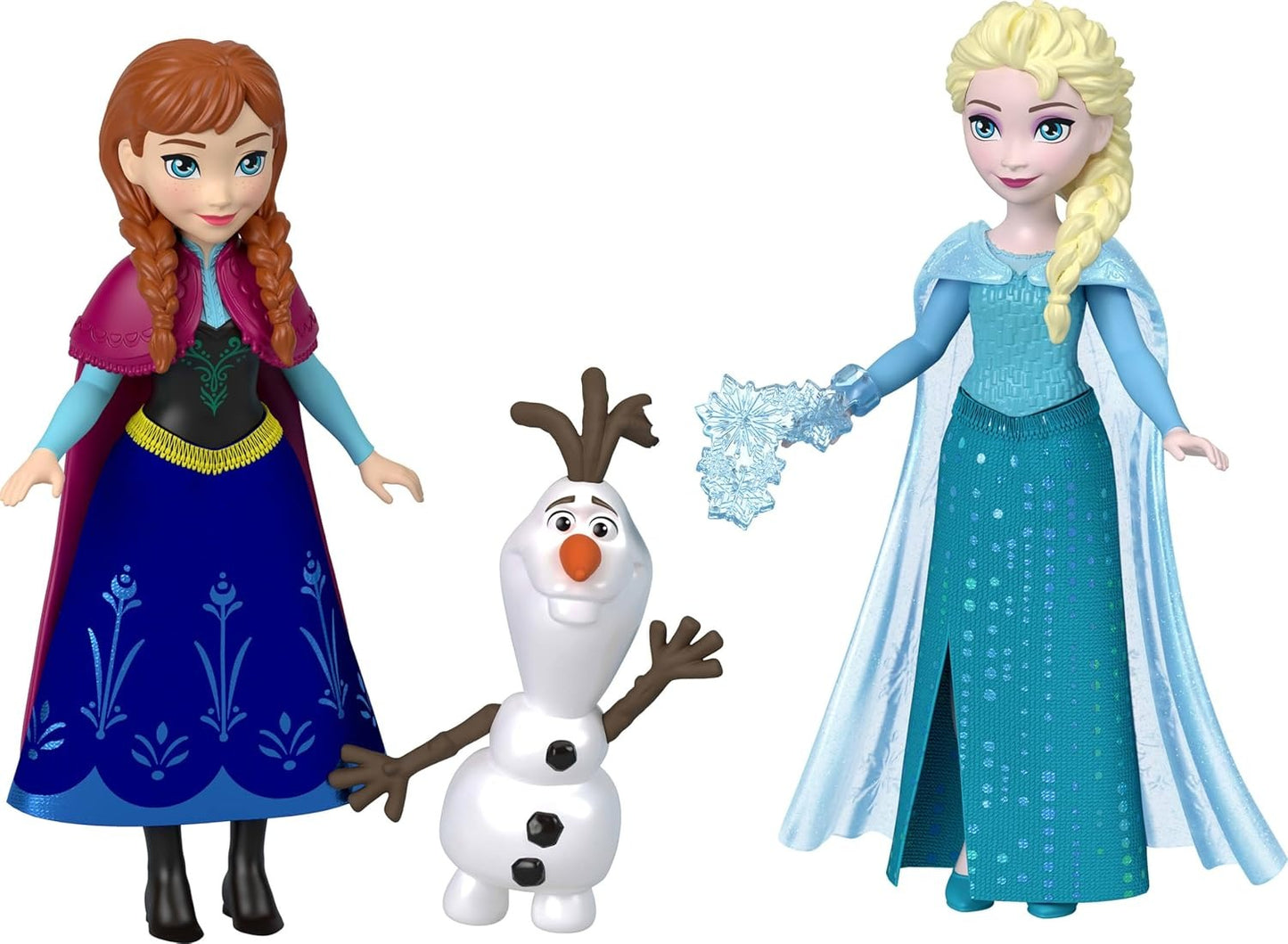 Mattel Disney Frozen Toys, Small Doll 4-Pack with Anna, Elsa, Kristoff & Olaf, Plus Fountain and 3 Storytelling Accessories, Inspired by Movie