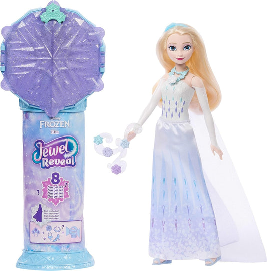 Mattel Disney Frozen Elsa Fashion Doll & Accessories with 8 Surprises, Including Snowflake Gem Box, Ring for Child & 9 Play Pieces, Inspired by Movie