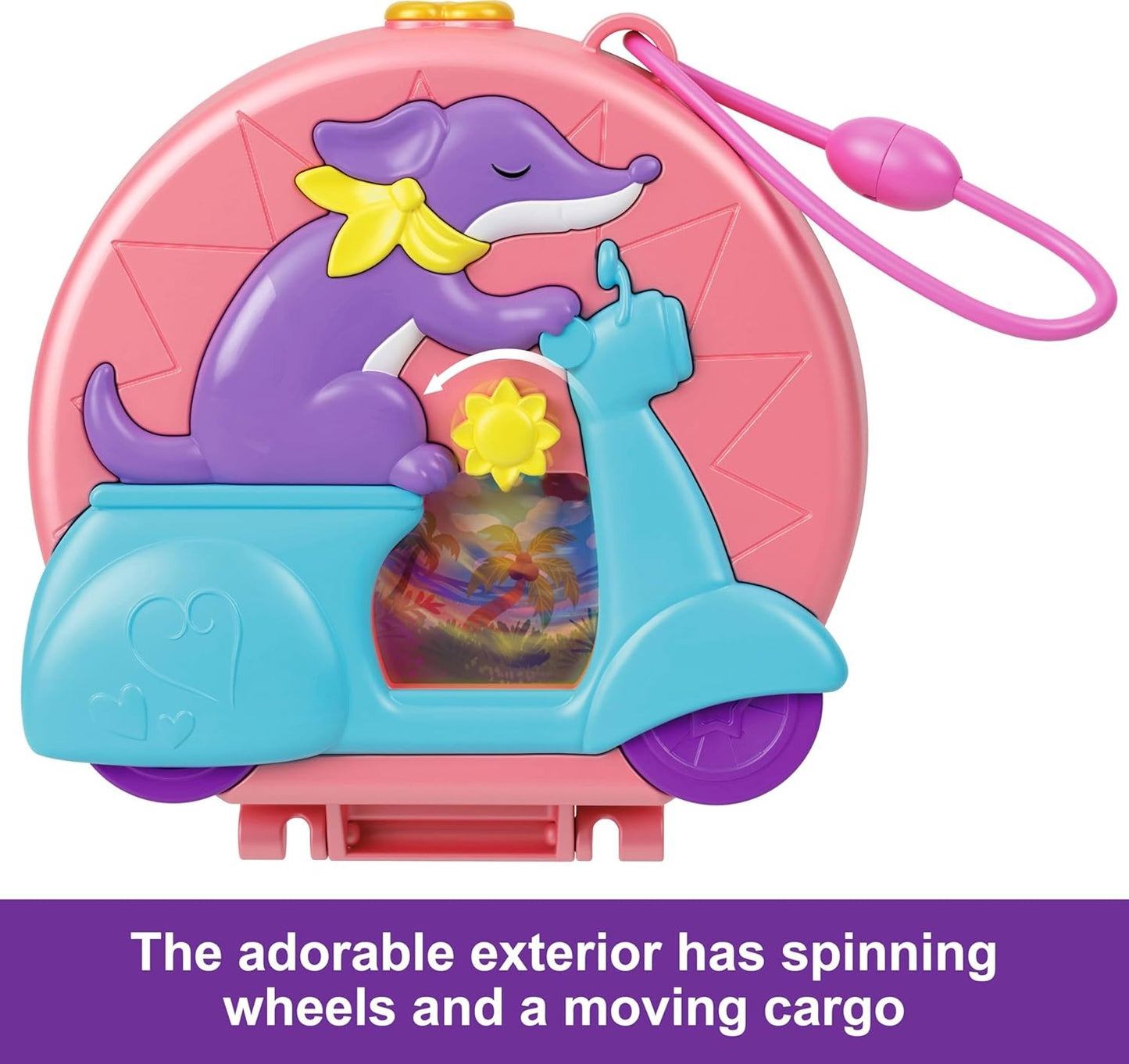Polly Pocket Dolls & Playset, Adventure Moped Compact, Travel Toy with 2 Micro Dolls & Pet, Plus Animal & Vehicle Accessories