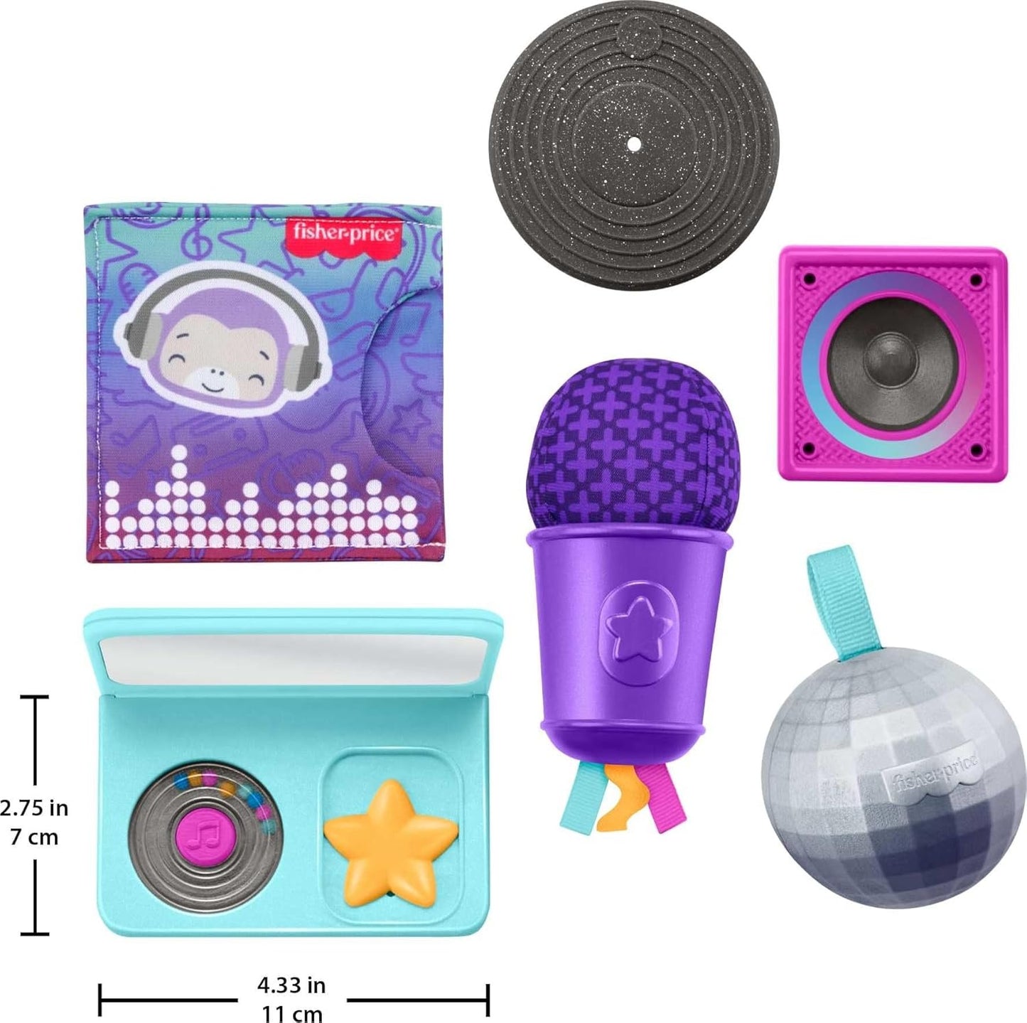 Fisher-Price Baby Toys Mini Me Moments DJ Set, 6-Piece Newborn Sensory Activities for Developmental Play Infants Ages 3+ Months