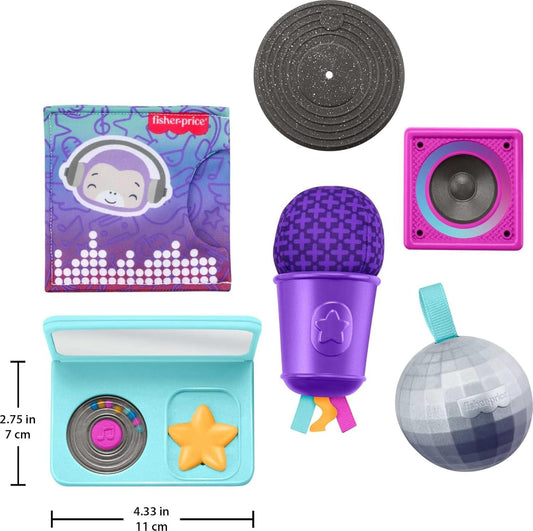 Fisher-Price Baby Toys Mini Me Moments DJ Set, 6-Piece Newborn Sensory Activities for Developmental Play Infants Ages 3+ Months