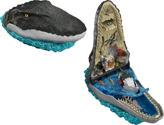 Mattel Jurassic World Jurassic World Rebirth Deluxe Mosasaurus Playset with 7 Interactive Features, 7 Sound Effects & 6 Micro Figures, Folds Up to Carry & Store