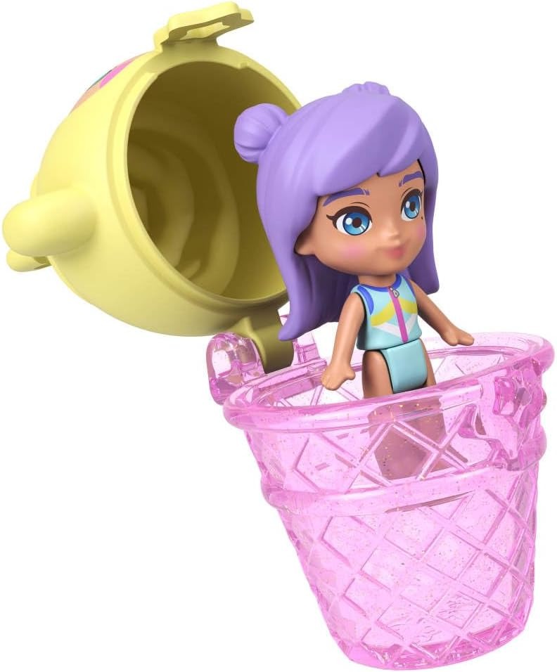 Polly Pocket Dolls and Playset, Pineapple Monkey Compact, Travel Toy with 1 Micro Doll, Pet, Hammock, Fruit Themed Accessories