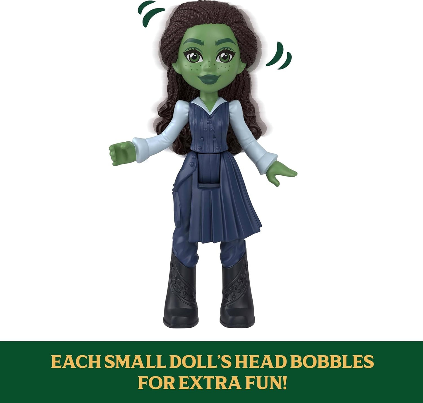Mattel Universal Pictures’ Wicked Emerald City Train Playset with Elphaba Small Doll, 3 Play Spaces & 14 Accessories, Inspired by The Movie