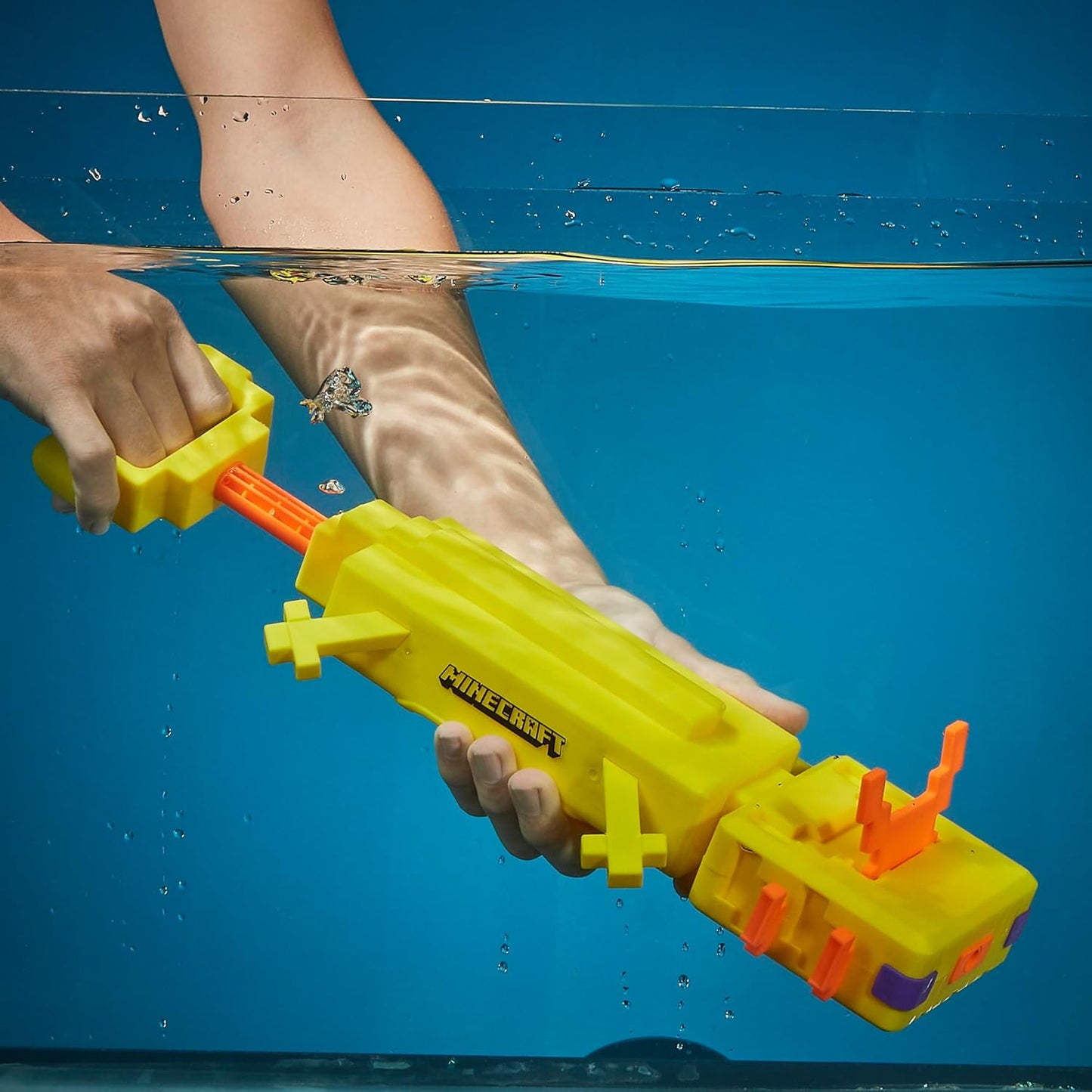 Nerf Super Soaker Minecraft Axolotl Water Blaster, Minecraft Axolotl Mob Design, Outdoor Water Toy, Outdoor Games for Kids