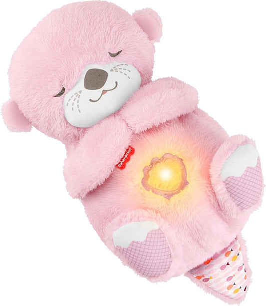 Fisher-Price Baby Toy Soothe ‘n Snuggle Otter, Pink Plush Portable Sound Machine with Breathing Motion & Lights for Newborns Ages 0+ Months