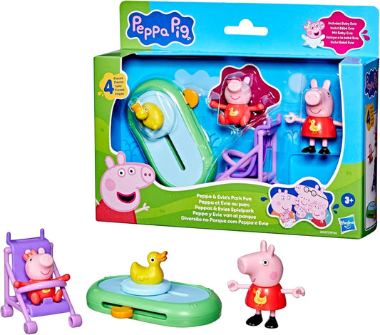 Peppa Pig Peppa and Evie's Park Fun Playset with 2 Figures and 2 Accessories, Preschool Toys for 3 Year Old Girls and Boys and Up