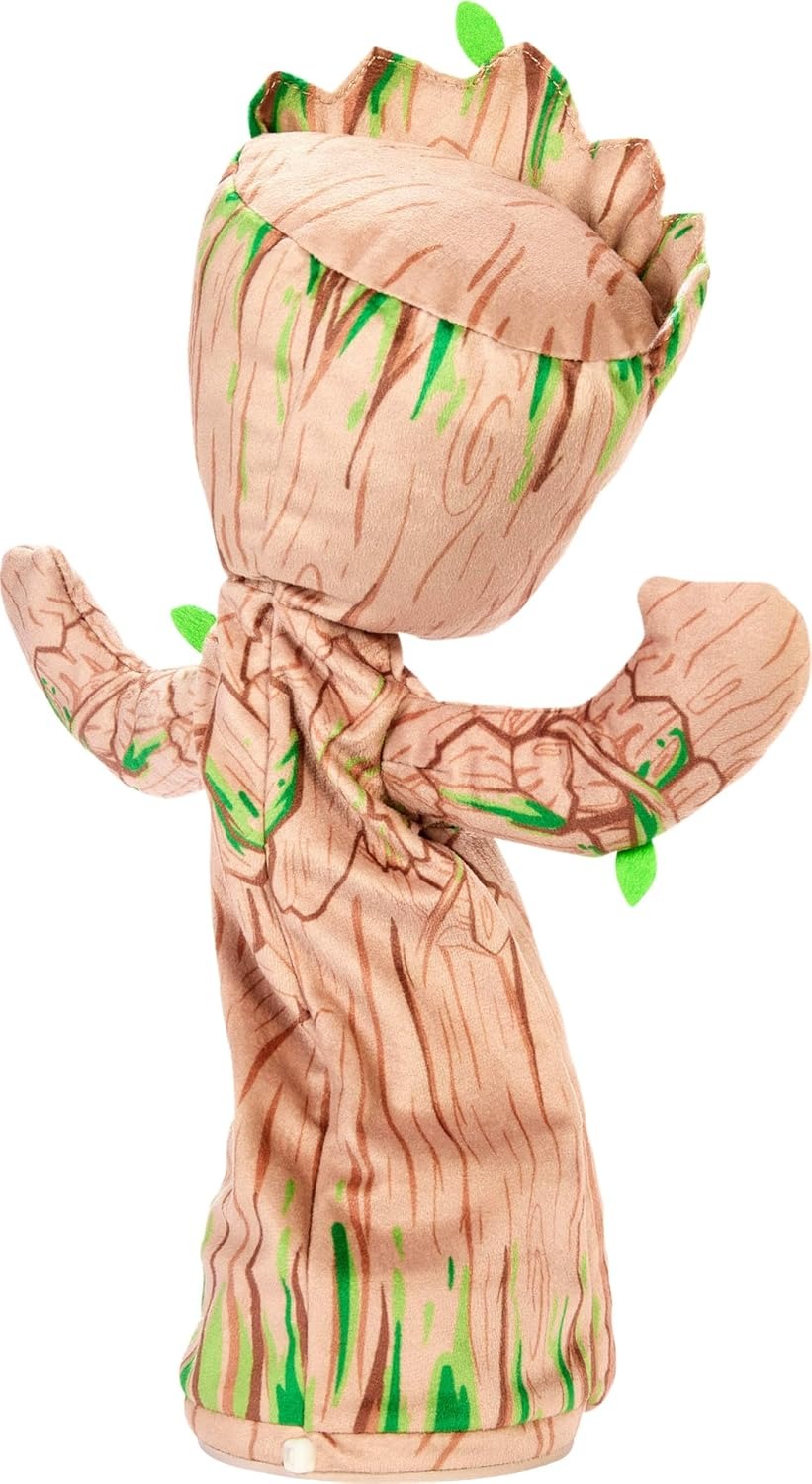 Mattel Marvel Plush, Dancing Groot English-Speaking Soft Toy, 13 Inches Tall with Sound, Phrases, Music & Dance Moves