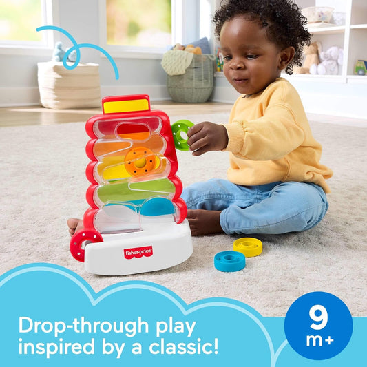 Fisher-Price Baby & Toddler Toy Drop Through Rock-a-Stack, Coin Drop Activity for Developmental Play Infants Ages 9+ Months