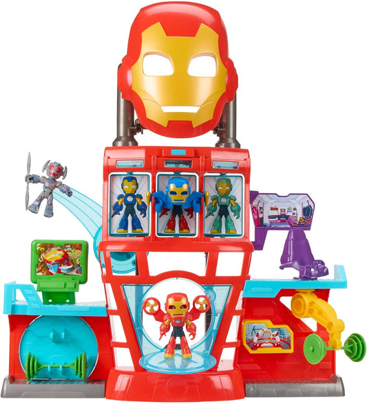 IRON MAN AND HIS AWESOME FRIENDS Marvel Boys & Girls Electronic Iron Quarters Playset with 3-Inch (7.6 CM) Action Figures & Mask, Super Hero Toys, 3+