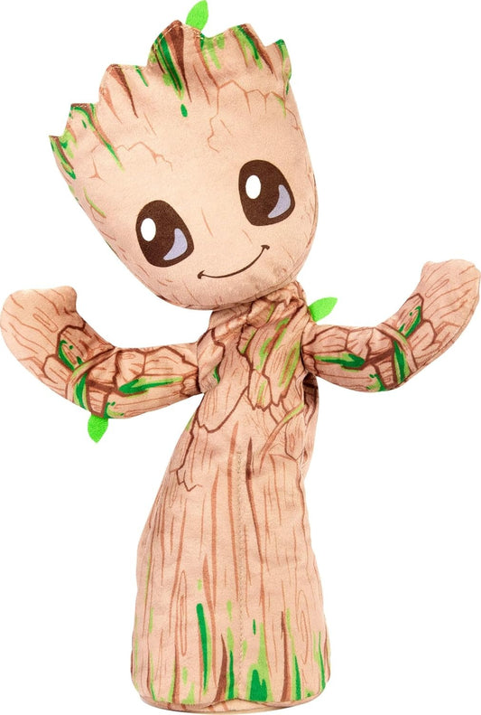 Mattel Marvel Plush, Dancing Groot English-Speaking Soft Toy, 13 Inches Tall with Sound, Phrases, Music & Dance Moves