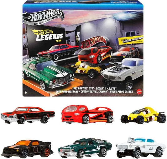 Hot Wheels 1:64 Scale Die-Cast Toy Cars and Trucks Set of 6 HW Legends Vehicles Decoration (Styles May Vary) JBY78