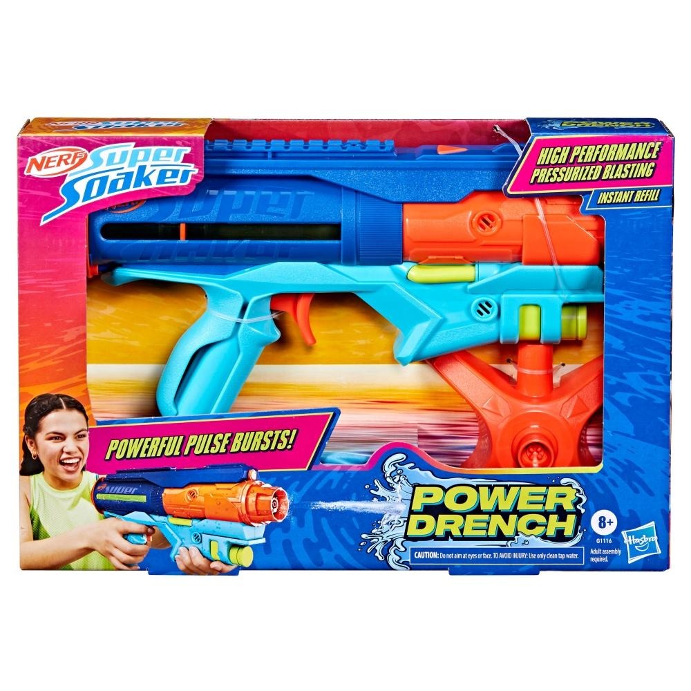 Nerf Super Soaker Power Drench Water Blaster, High Performance Pressurized Blasting, Easy Fill Station, Water Toys, Ages 8+