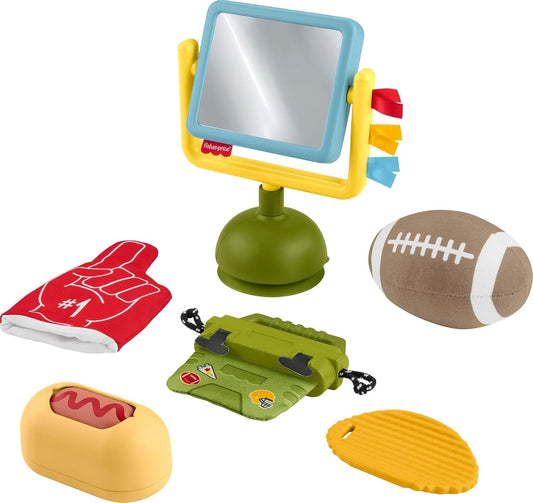 Fisher-Price Baby Toys Mini Me Moments Tiny Tailgater Set, 6 Sports-Themed Sensory Activities for Newborns Ages 3+ Months