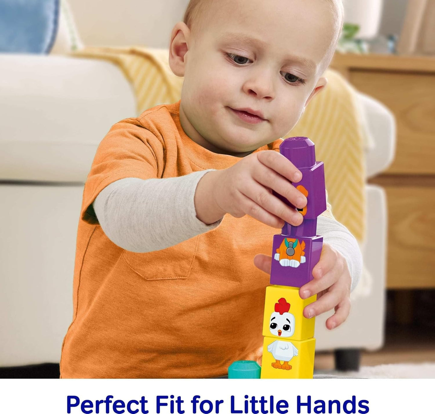 Mega Bloks First Builders Toddler Block Toys Set, Build & Match Animal Tractor with 30 Pieces, Learn Animals and Colors, Red and Blue, Ages 1+ Years