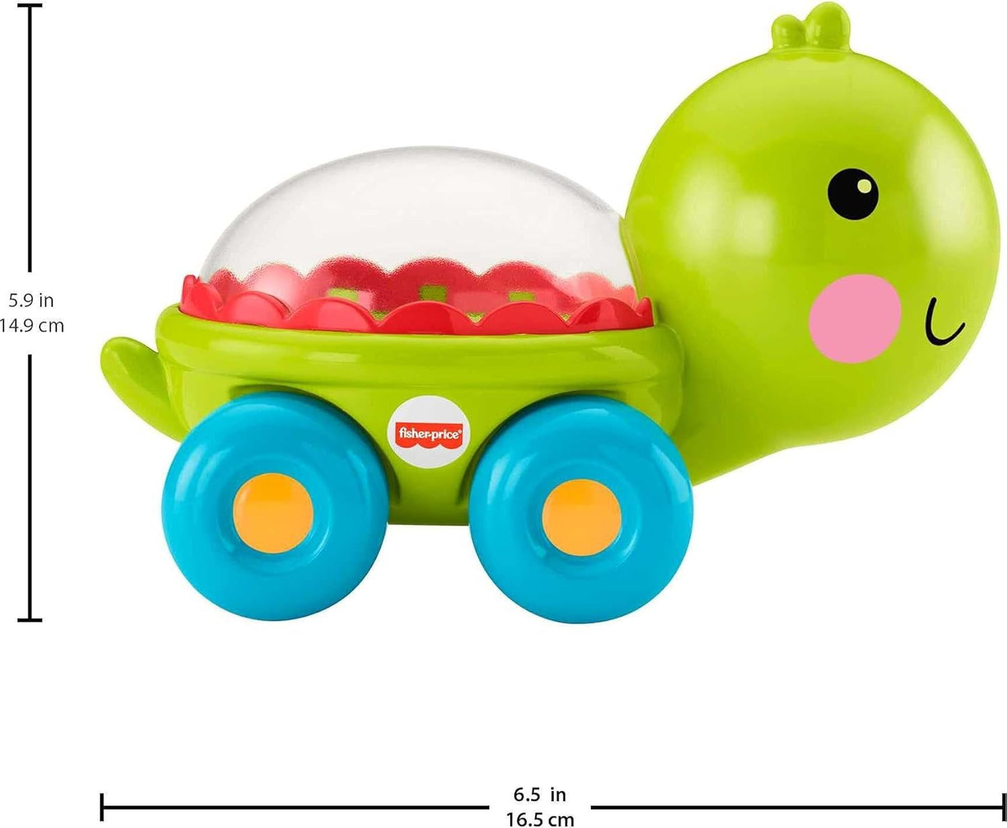 Fisher-Price Baby Crawling Toy Poppity Pop Turtle Push-Along Vehicle with Ball Popping Sounds for Infants Ages 6+ Months