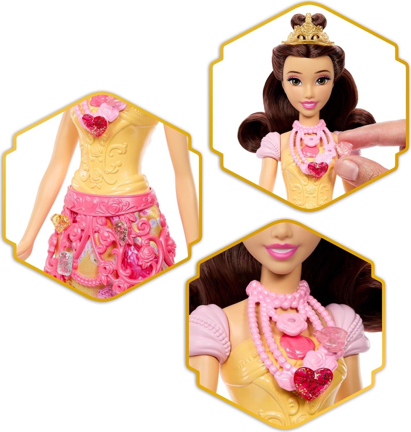 Mattel Disney Princess Belle Fashion Doll & Accessories with 8 Surprises, Including Heart Gem Box, Ring for Child & 9 Pieces, Inspired by Movie Visit the Mattel Store