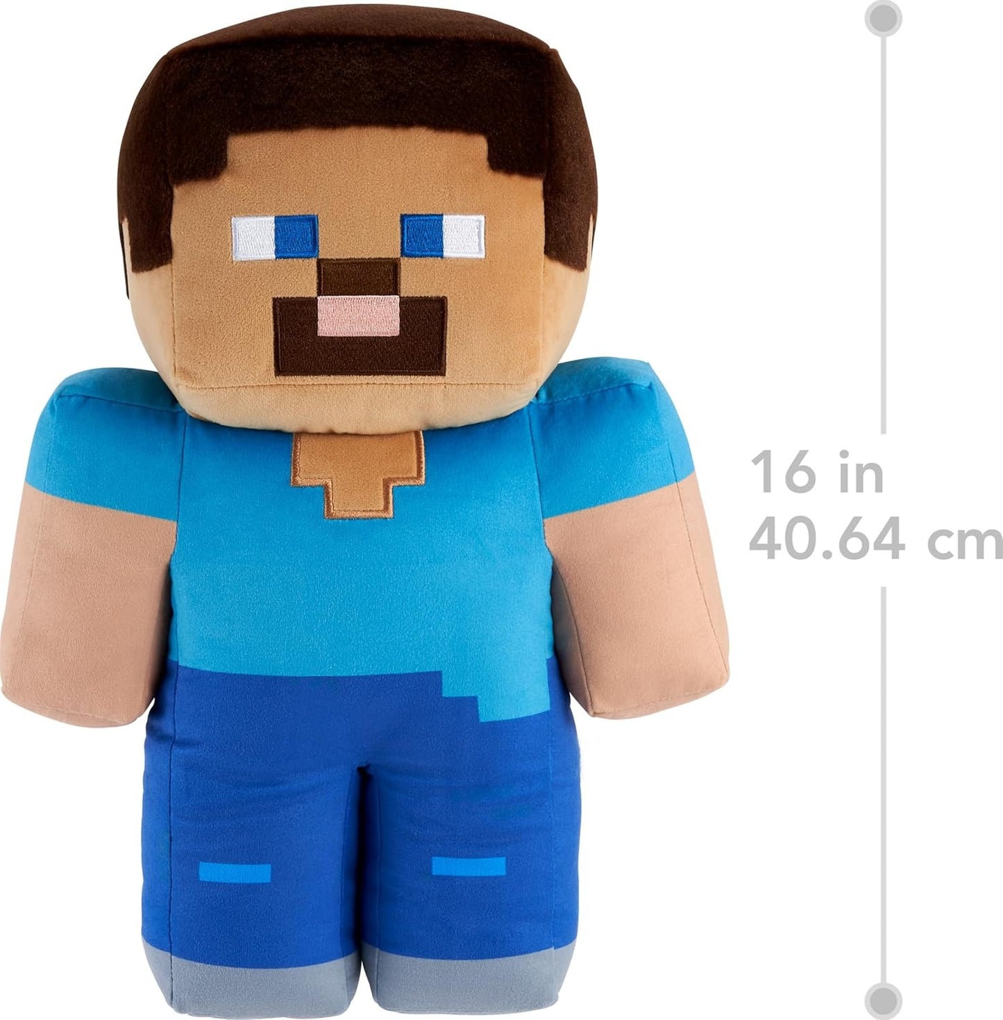 Mattel Minecraft Steve 16-in Scale Jumbo Plush Figure with Pixelated Design & Game-Authentic Details
