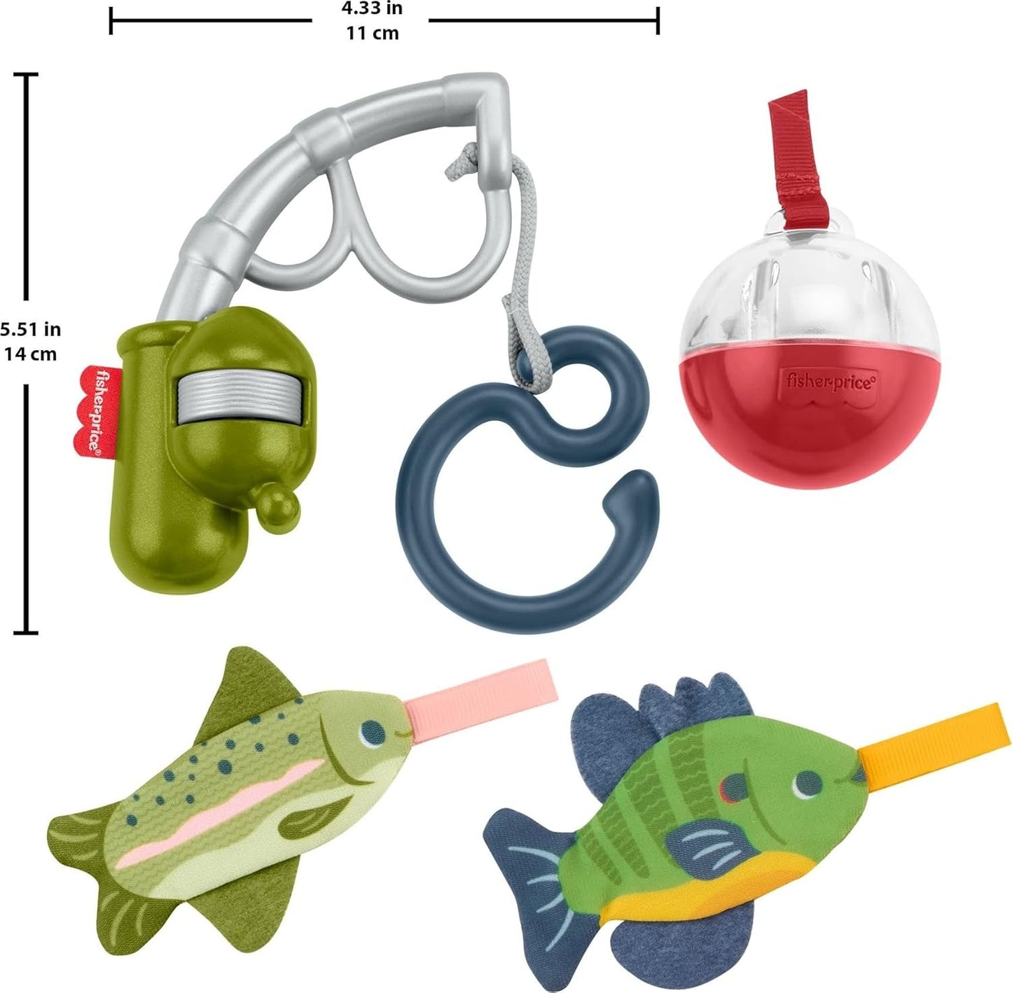 Fisher-Price Baby Toys Mini Me Moments Reel Fun Fishing Set, 4-Piece Sensory Activities for Newborn Developmental Play Ages 3+ Months