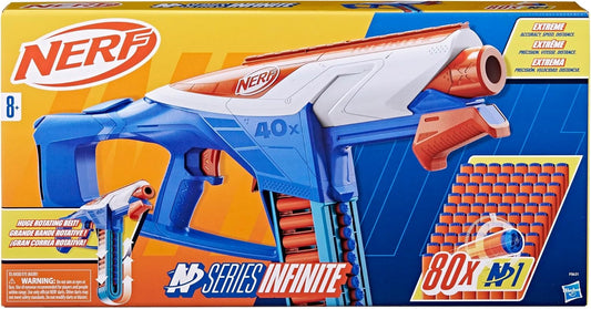 Nerf N Series Infinite Dart Blaster, 80 Nerf N1 Darts Compatible Only with Nerf N Series Blasters, 40 Dart Fast Load Battle Belt, Ages 8+