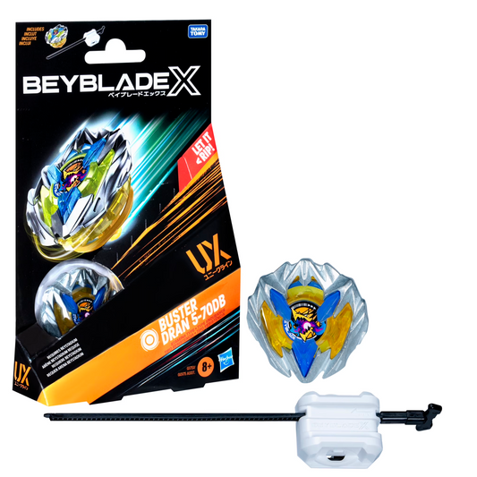 Beyblade X Buster Dran 5-70DB UX Starter Pack Set with Stamina Type Top and Launcher; Authentic Takara Tomy Battle Tops Games/Toys for Boys and Girls 8+