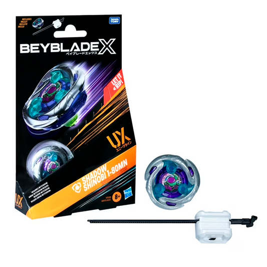 Beyblade X Shadow Shinobi 1-80MN UX Starter Pack Set with Defense Type Top and Launcher; Authentic Takara Tomy Battle Tops Games/Toys for Boys and Girls 8+