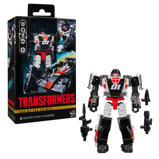 Transformers Age of The Primes Deluxe Class Decepticon Crasher, 5.5-inch Converting Action Figure, Robot Toys for Ages 8+