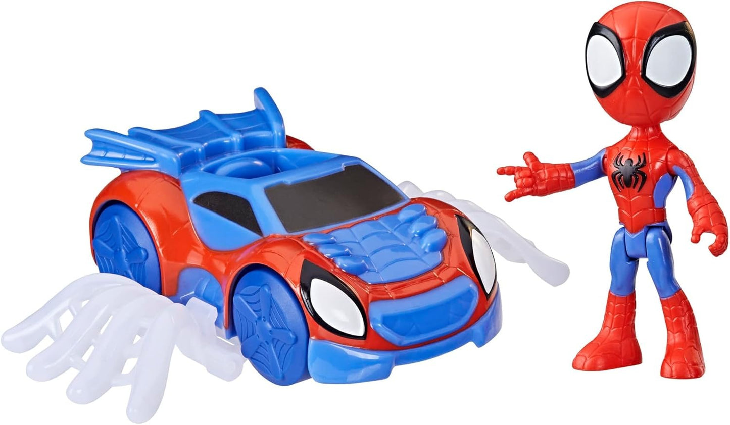 Spidey and his Amazing Friends Spidey Web Crawler Set, 4-Inch Scale Action Figure and Vehicle, Marvel Preschool Super Hero Toys, Kids Easter Gifts, Ages 3+