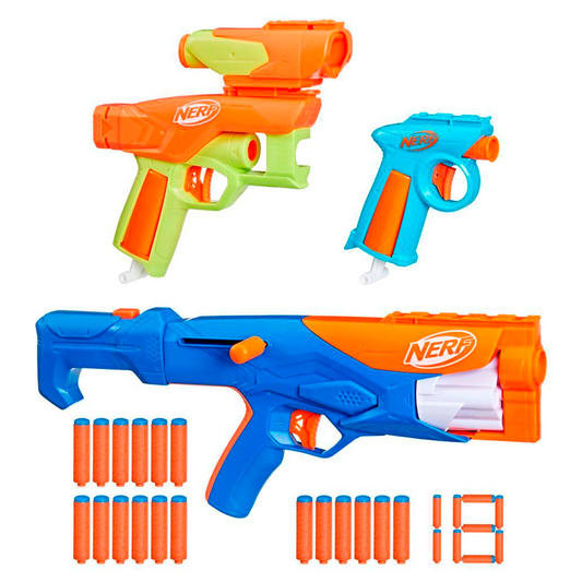 Nerf N Series Gear Up Pack, 3x Blasters, 18 Nerf N1 Darts Compatible Only with Nerf N Series Blasters