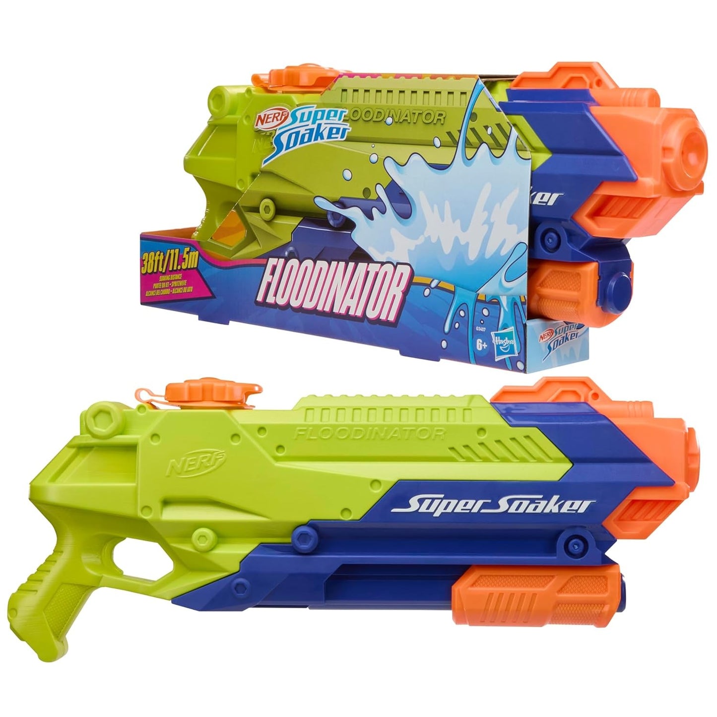 Nerf Super Soaker Floodinator Water Blaster, 70 Fluid Ounce Capacity, Outdoor Summer Games & Toys for Kids, Pump Action, Ages 6+