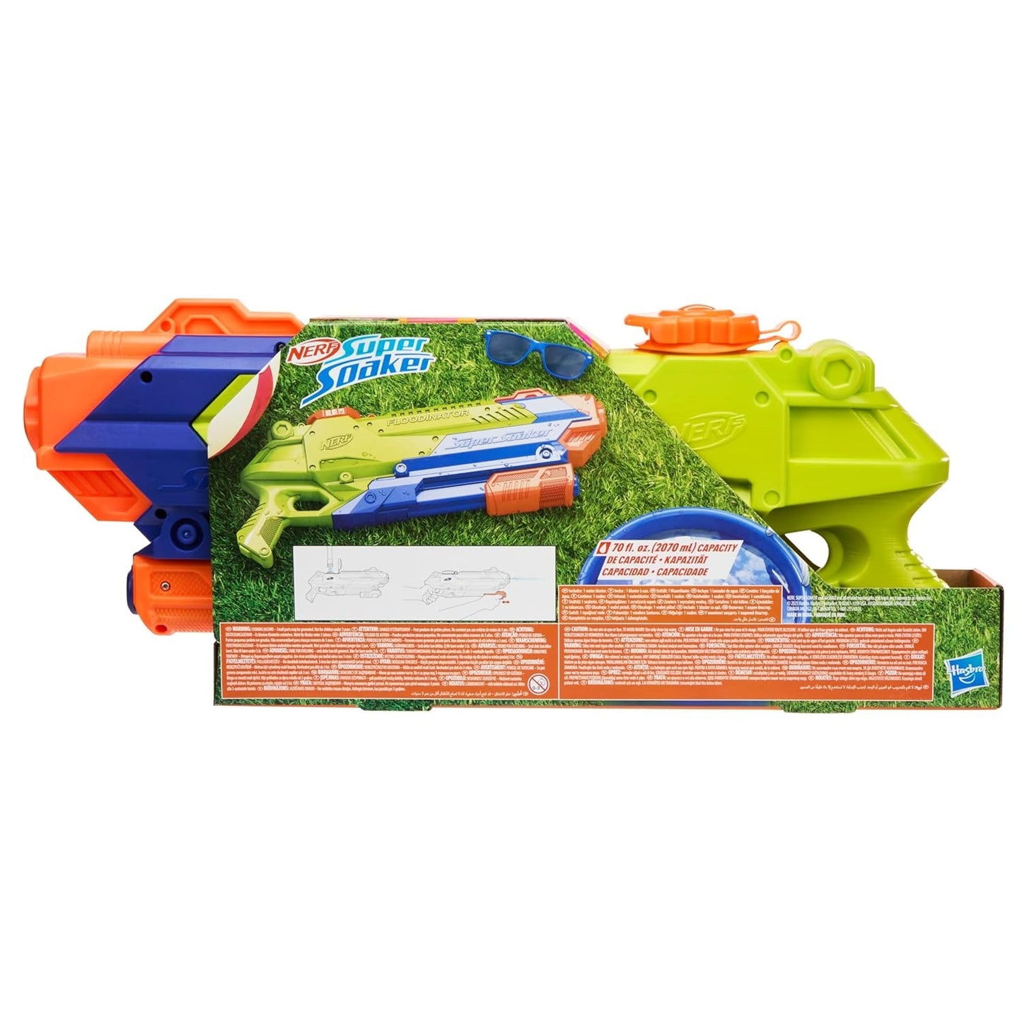 Nerf Super Soaker Floodinator Water Blaster, 70 Fluid Ounce Capacity, Outdoor Summer Games & Toys for Kids, Pump Action, Ages 6+