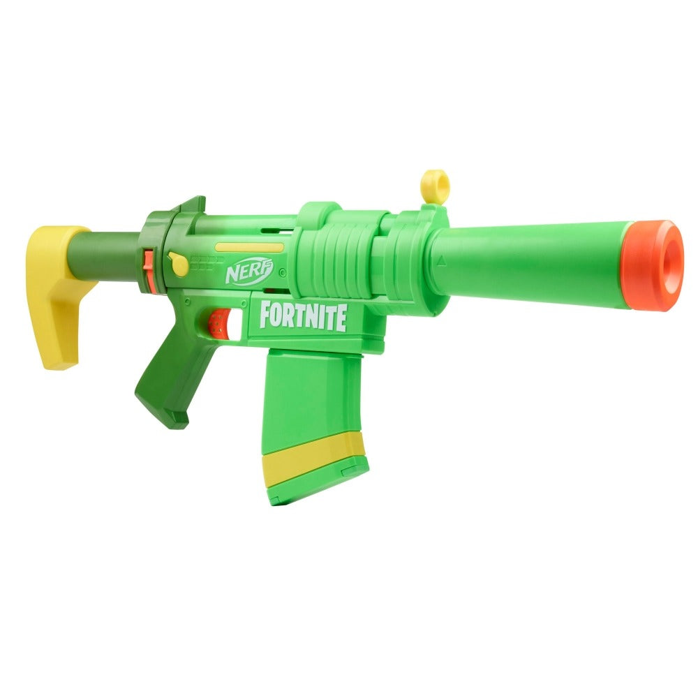 Nerf Fortnite SMG-Zesty Blaster, 10 Nerf Elite Darts, 10-Dart Clip, Removable Stock & Barrel, Fortnite Gifts for Boys & Girls
