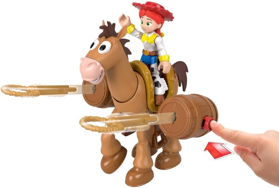 Fisher-Price Imaginext Jessie & Bullseye Play Set, 3-inch Action Figure, Bullseye Horse, Saddle & Lasso Projectiles, Inspired by Disney and Pixar Toy Story