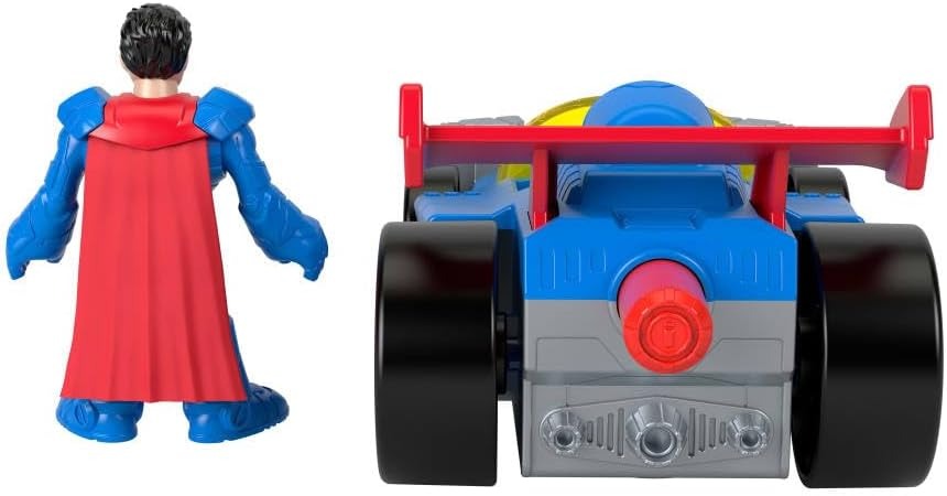 Fisher-Price Imaginext DC Super Friends Metal Force Supermobile Toy Car, 3-inch Superman Action Figure & Accessories Set, Includes Launcher & 2 Discs