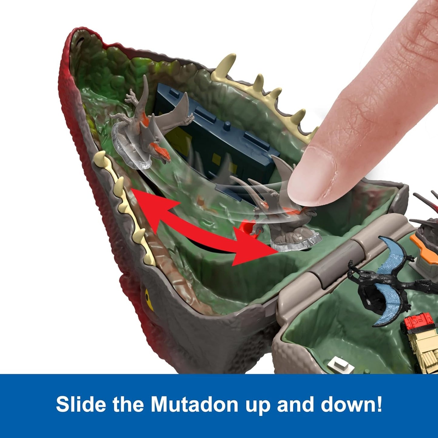 Mattel Jurassic World Rebirth Micro Adventure Playset, Distortus Rex Head Opens to 3 Interactive Features, 6 Small Figures, Dinosaur Toy