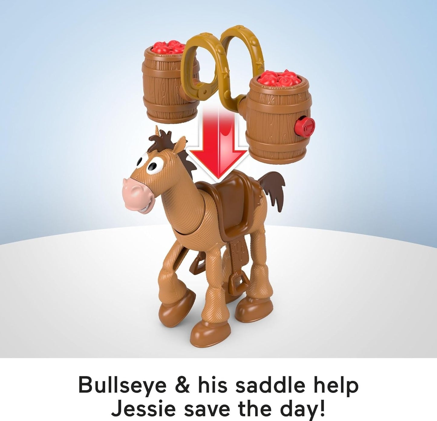 Fisher-Price Imaginext Jessie & Bullseye Play Set, 3-inch Action Figure, Bullseye Horse, Saddle & Lasso Projectiles, Inspired by Disney and Pixar Toy Story