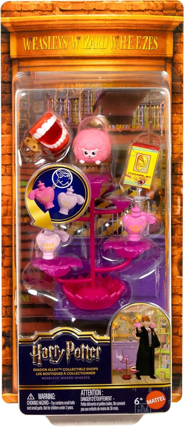 Mattel Harry Potter Toys, Diagon Alley Collectible Shops, Weasleys’ Wizard Wheezes with 7 Movie-Inspired Accessories and Surprises