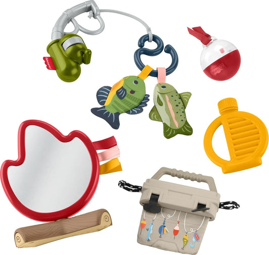 Fisher-Price Baby Toys Mini Me Moments Camp & Crinkle Set, 7-Piece Fishing & Hiking Sensory Activities for Newborn Play Ages 3+ Months