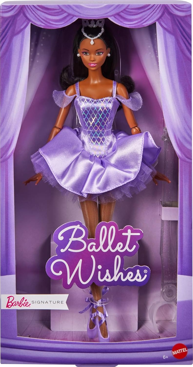 Barbie Signature Ballet Wishes Doll, Collectible Fashion Doll in Satiny, Purple Tutu with Black Ponytail Hair and Giftable Packaging