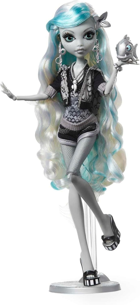 Monster High Doll, Lagoona Blue in Black and White, Reel Drama Collector, Doll-Size and Life-Size Posters, Horror Flick Theme, Toys and Gifts